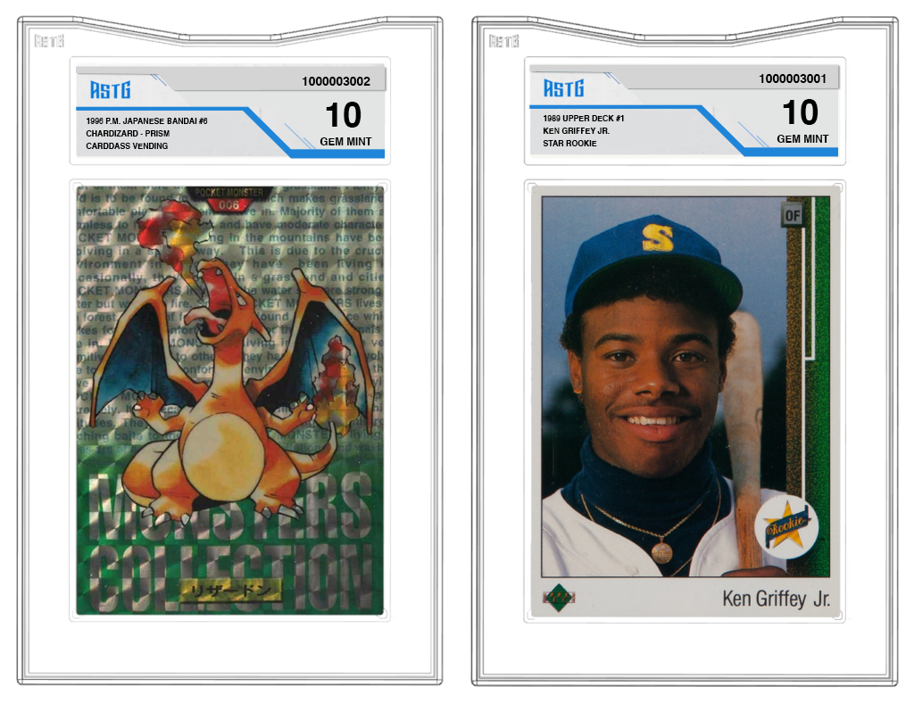 Graded Cards 1996 Charizard Pokemon card and 1989 Ken Griffey Jr. Star Rookie card 10 MINT